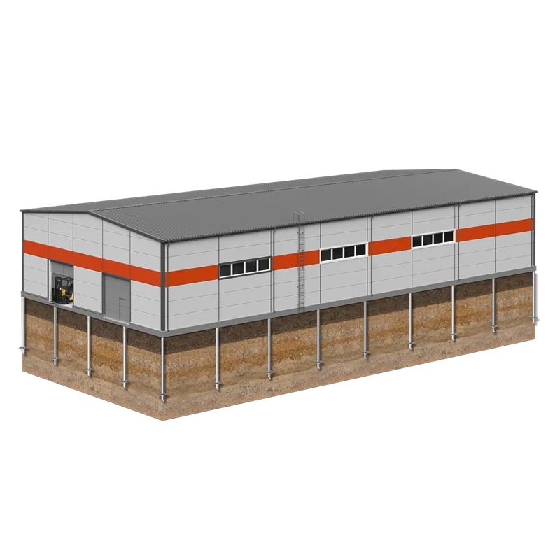 Industrihall på skruvpålegrund