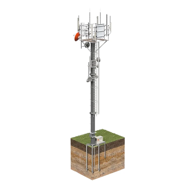 5G-telekommast på skruvpålar