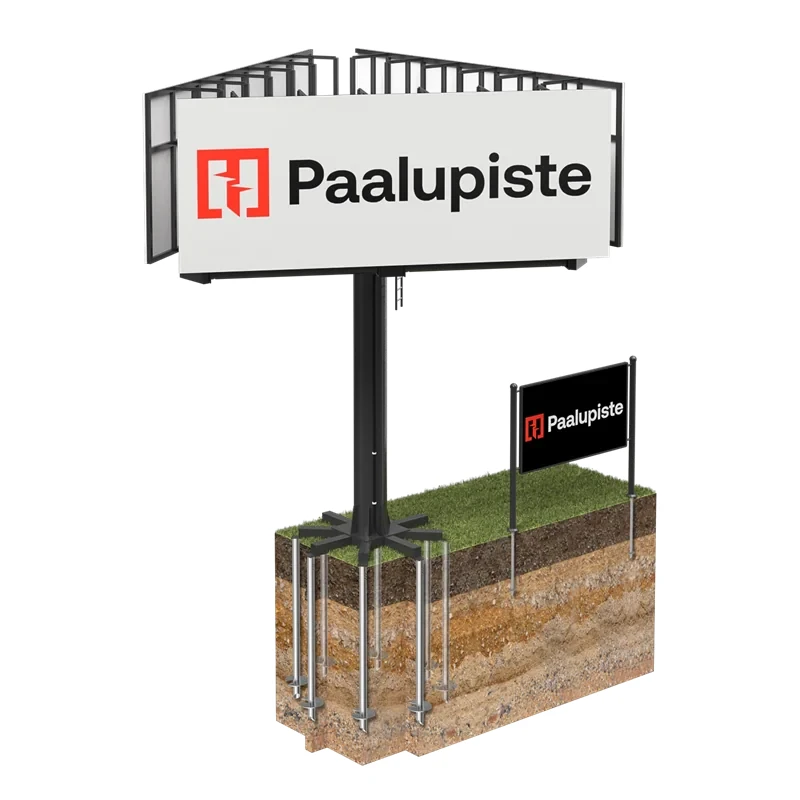 Reklamtavla på skruvpålegrund